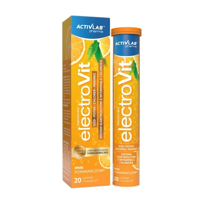 Elektrolyty s minerály a vitaminem C s pomerančovou příchutí Activlab Pharma (20 šumivých tablet)