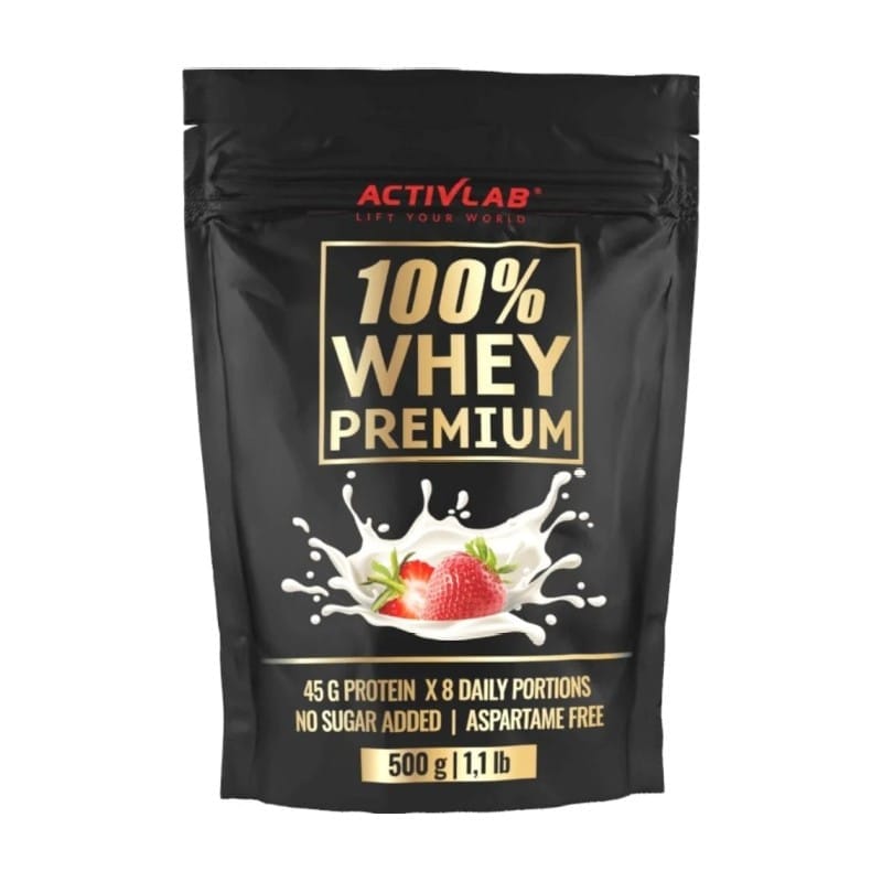 100% Whey Premium proteiny s jahodovou příchutí Activlab (500 g)
