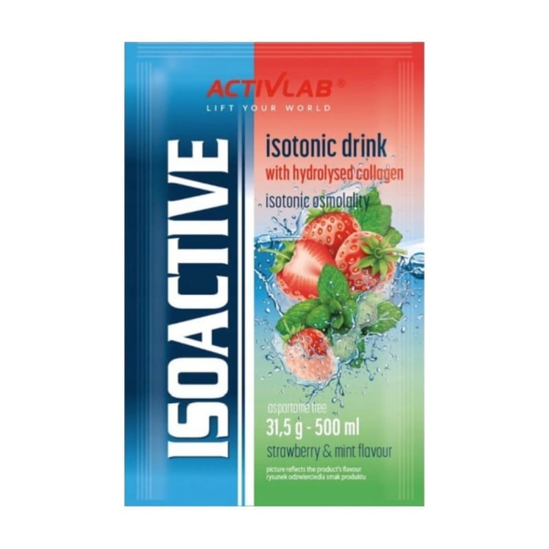 Práškový izotonický nápoj Isoactive Activlab, jahoda s mátou (31,5 g)