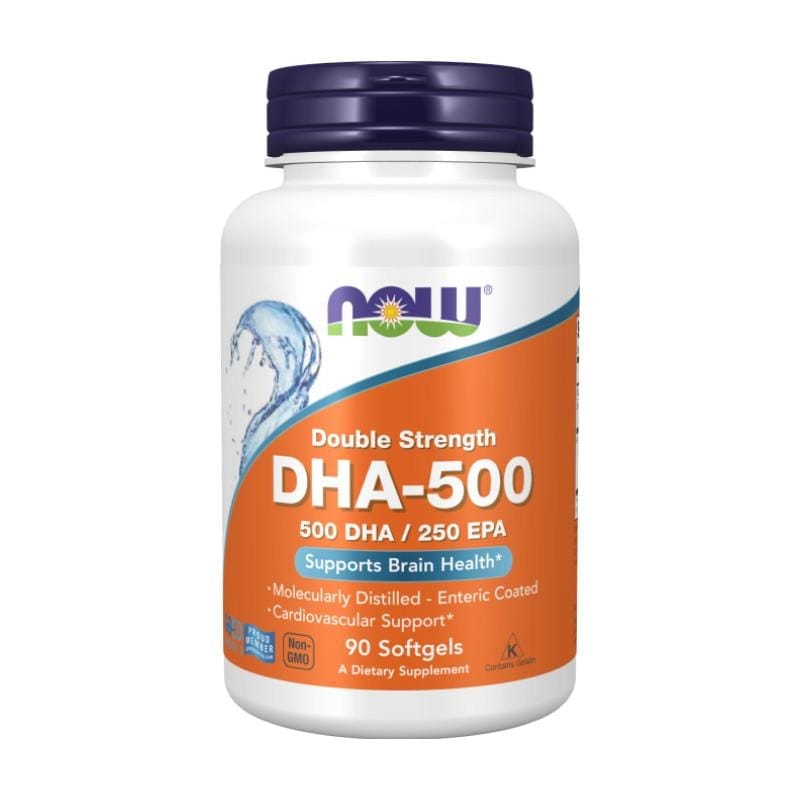 Omega 3 DHA NOW, 500 mg (90 měkkých kapslí)