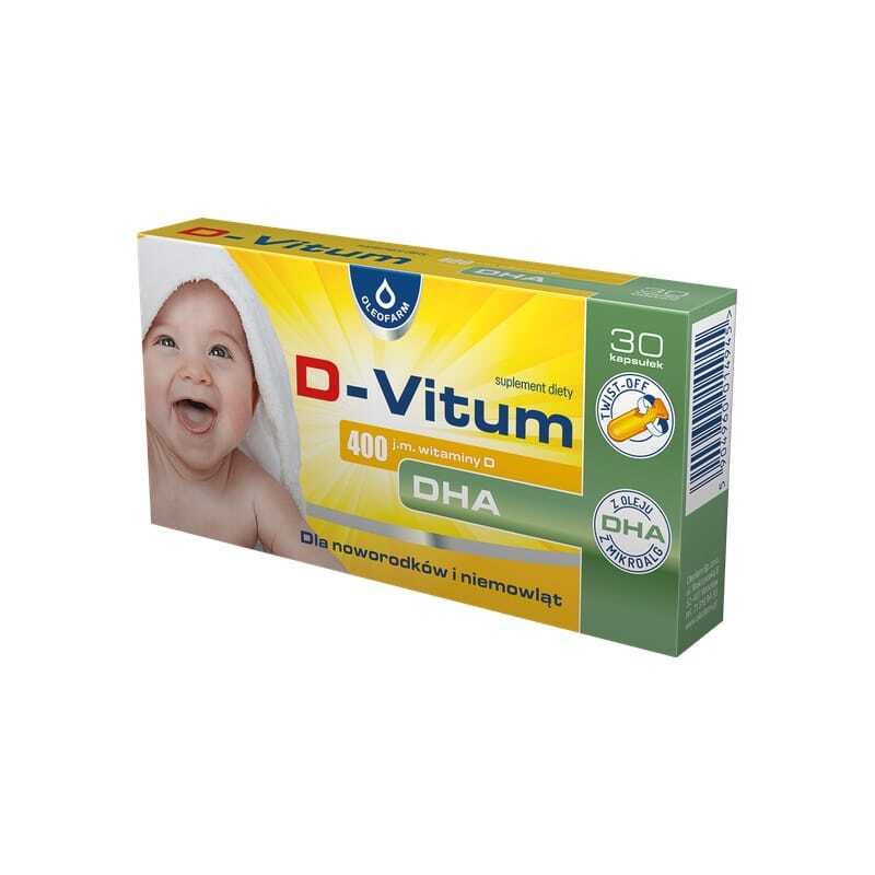 Vitamin D3 400 IU a DHA pro kojence a děti D-Vitum Oleofarm (30 twist-off kapslí)