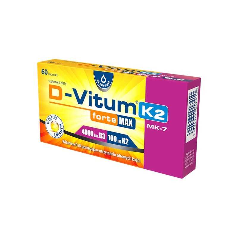 Vitamin D3 4000 IU a K2 MK-7 D-Vitum Forte Max Oleofarm (60 kapslí)