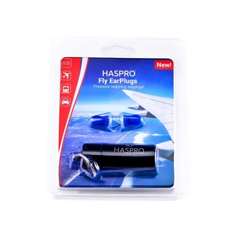 Špunty do uší pro cestování letadlem – modré, silikonové Fly Haspro (1 pár)