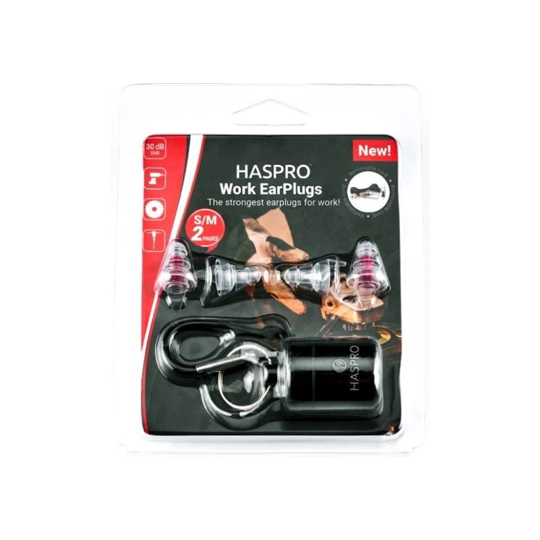 Špunty do uší pro práci – průhledné, silikonové Work Haspro (2 páry, S/M)