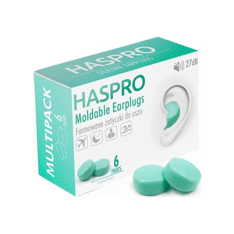 Silikonové špunty do uší Mold6 - mátová barva Haspro (12 kusů)