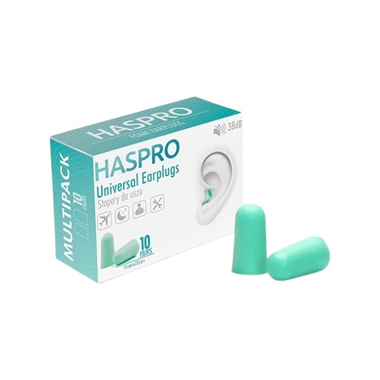 Pěnové špunty do uší Multi10 - mátová barva Haspro (20 kusů)